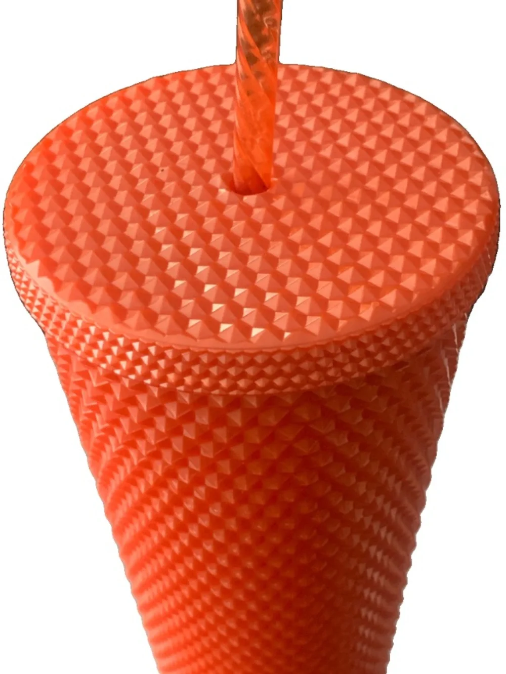 Pre Owned Starbucks 2021 Orange Pearlized Studded 24Oz Tumbler Limited Edition